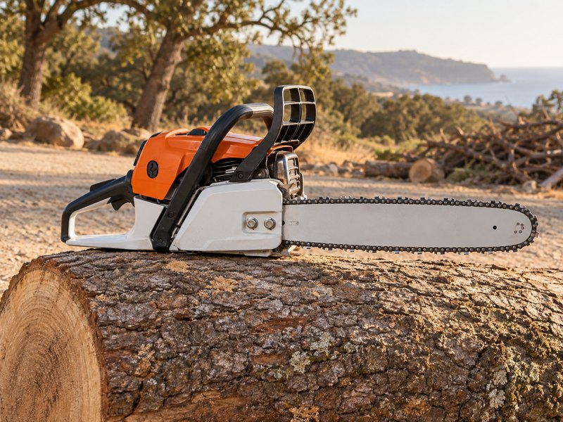 Chainsaw pictured in the Rental Depot fall cleanup postcard